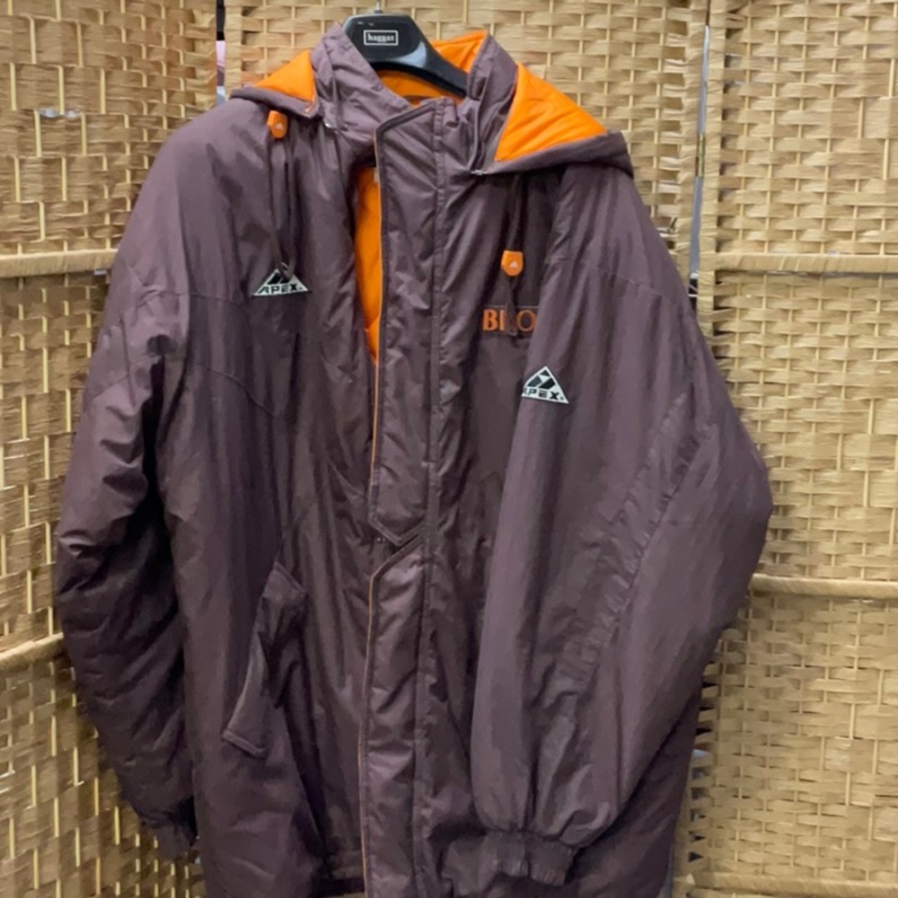 Apex Men's Brown Puffer Jacket with Orange Lining